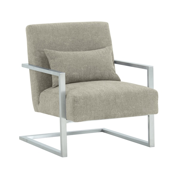 Armen Living Skyline Modern Accent Chair In Gray Linen and Steel Legs LCSKCHGR - main